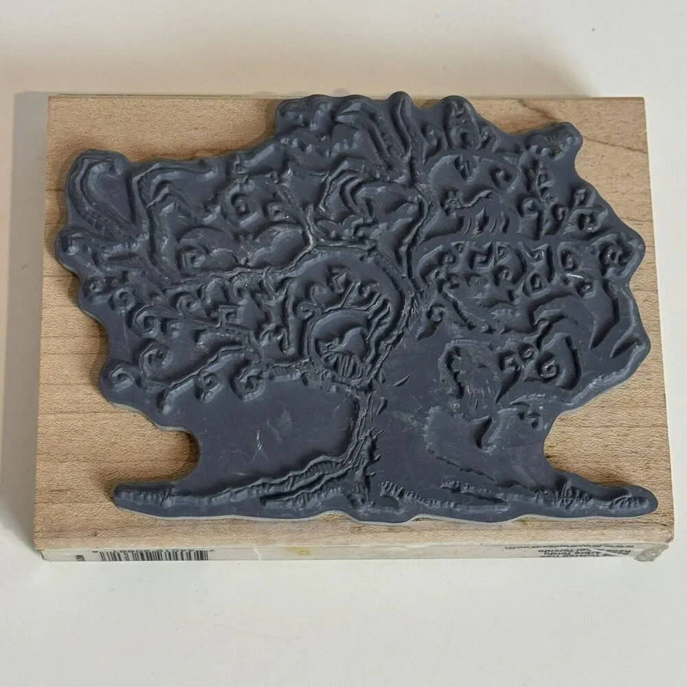 Stampendous Twisted Tree R208 Halloween 5.25x4in Rubber Stamp Wood Back 2014